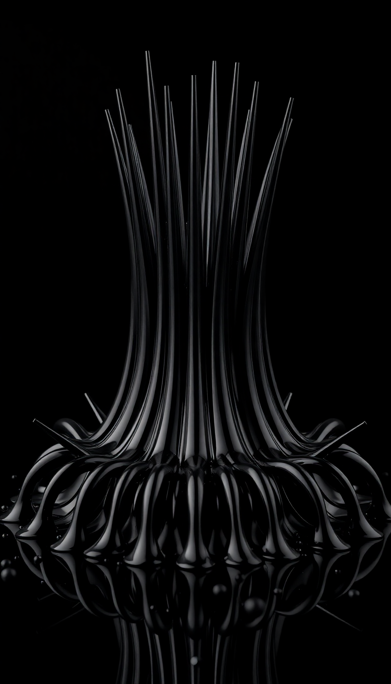 Ferrofluid Spikes Magnetic Sculpture Black Digital art Wallpaper