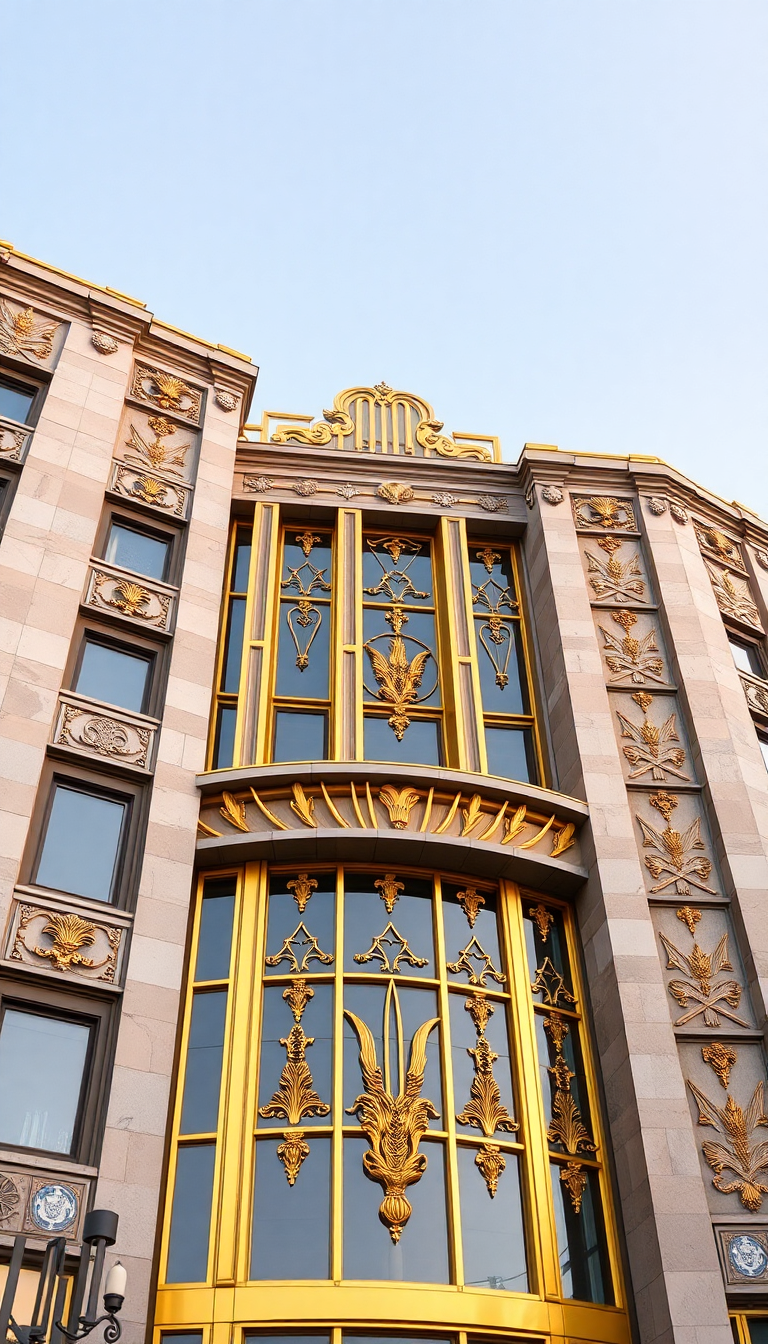 Art Deco Building Facade Geometric Photorealistic Wallpaper