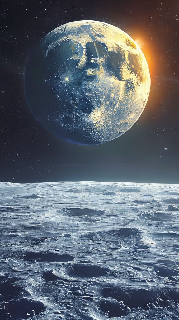 Frozen Moon Surface With Jupiter Photorealistic Wallpaper
