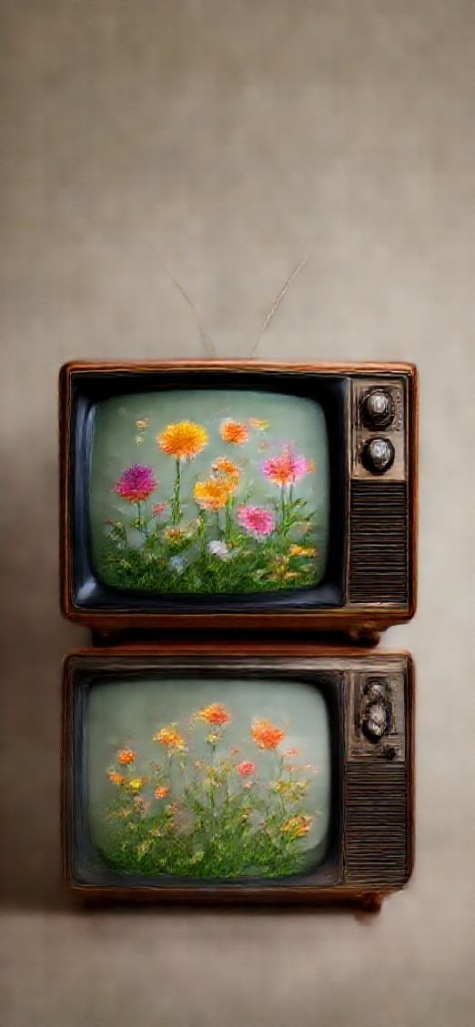 Flowers Growing From Old Television Digital art Wallpaper