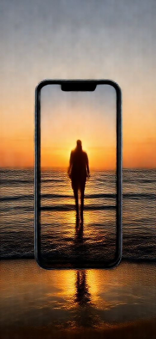 Beach Sunset Golden Hour Silhouette Photorealistic Wallpaper