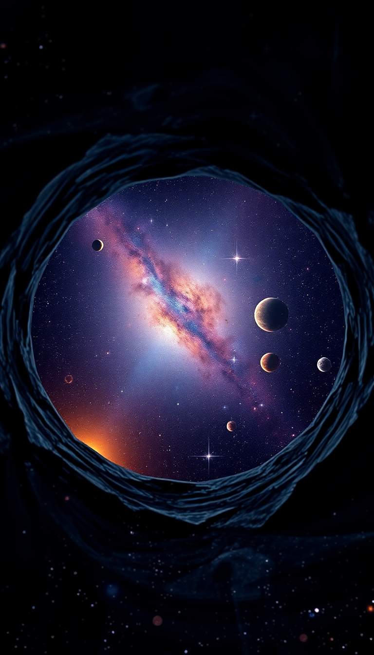 Keyhole View Showing Universe Stars Digital art Wallpaper