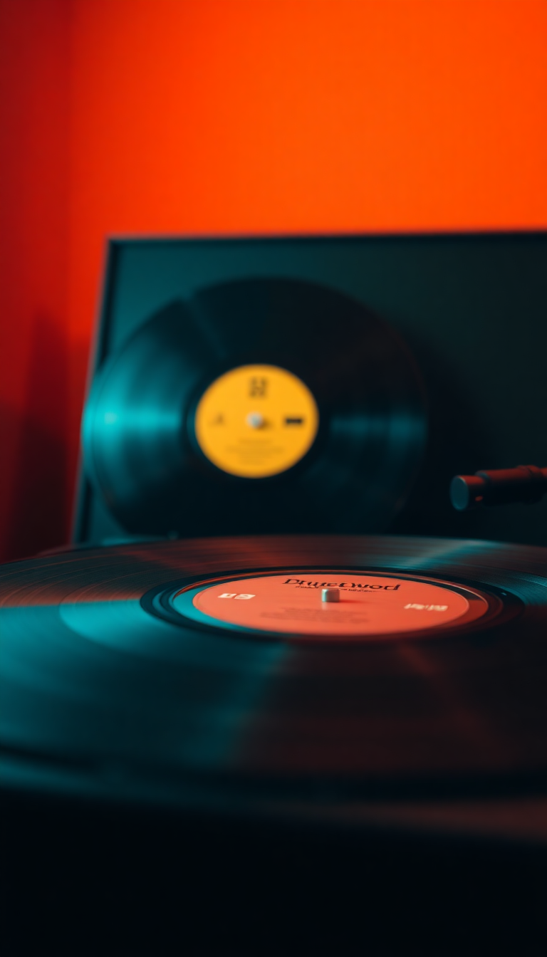 Vinyl Record Player Warm Lighting Photorealistic Wallpaper