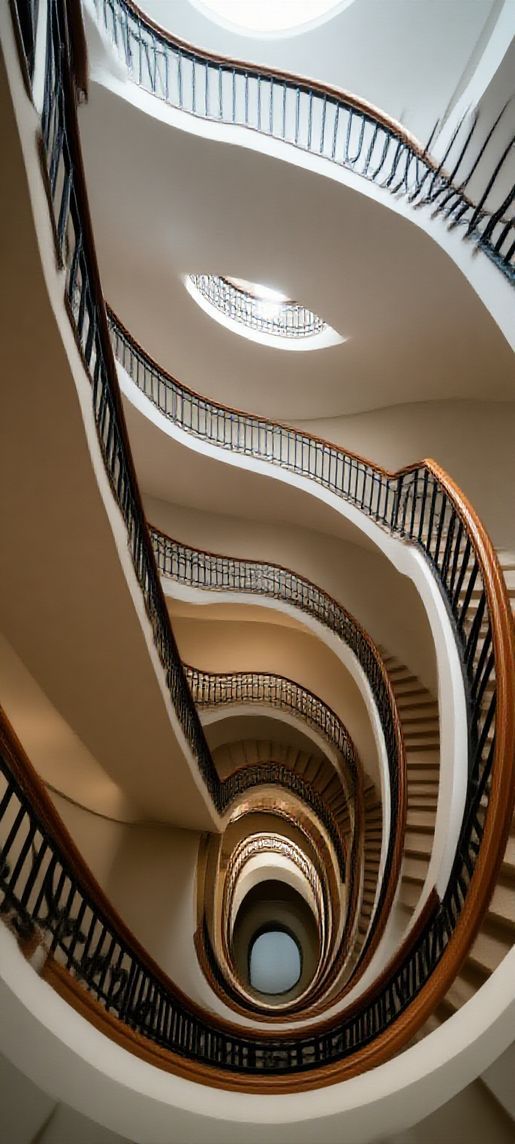 Spiral Staircase Looking Up Endless Photorealistic Wallpaper