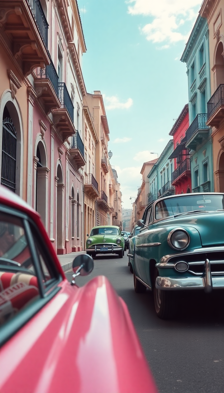 Old Havana Classic Cars Pastel Photorealistic Wallpaper