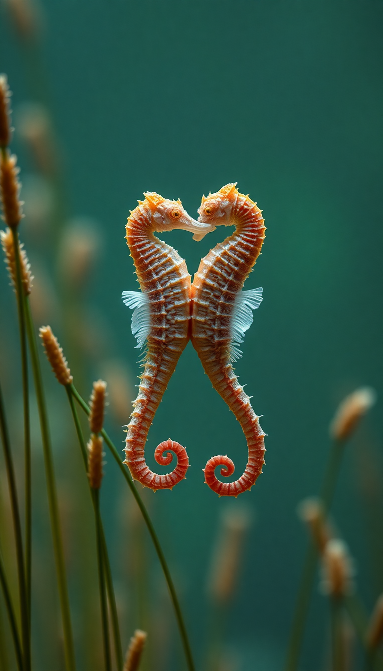 Seahorse Couple Dancing Seagrass Magical Aesthetic Wallpaper