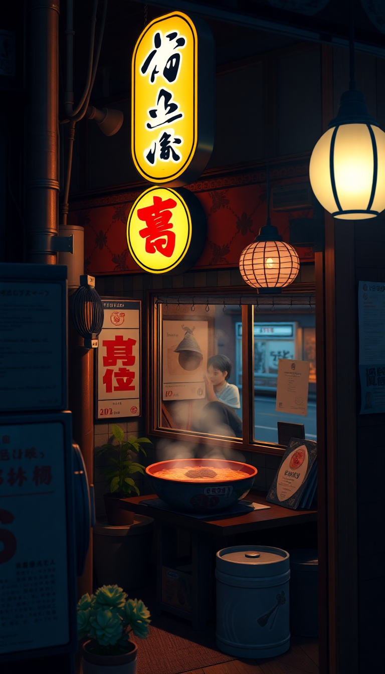 Cozy Ramen Shop At Night Anime Wallpaper