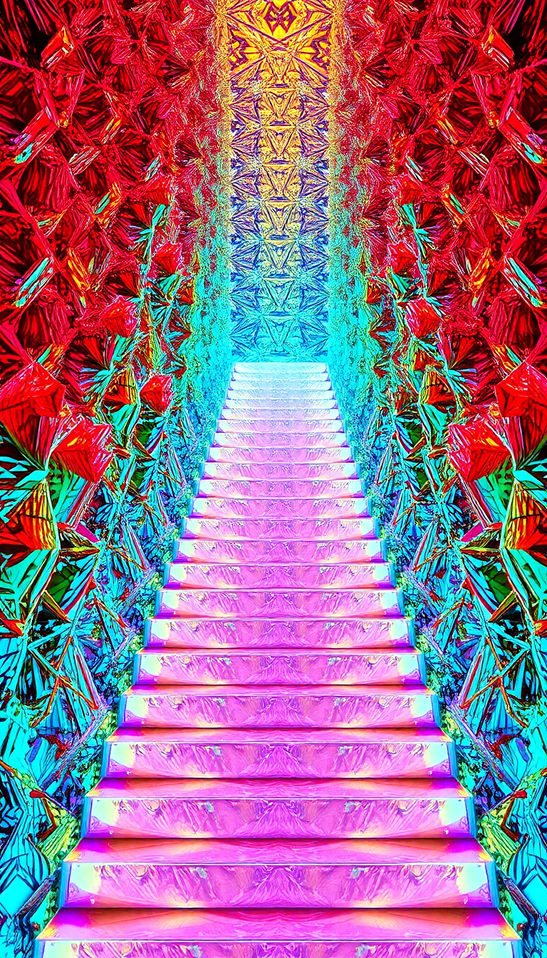 Bismuth Crystal Formation Rainbow Metallic Photorealistic Wallpaper