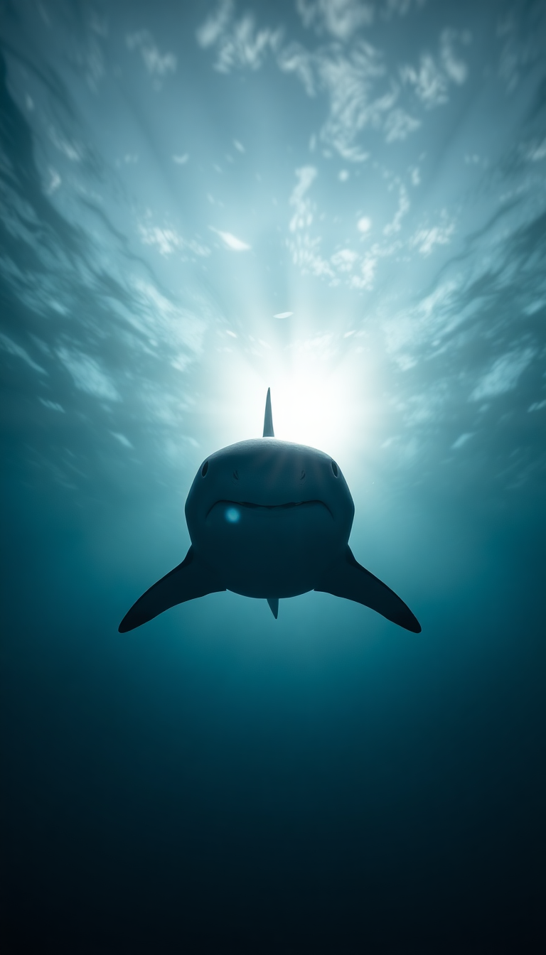 Shark Silhouette From Below Dramatic Photorealistic Wallpaper