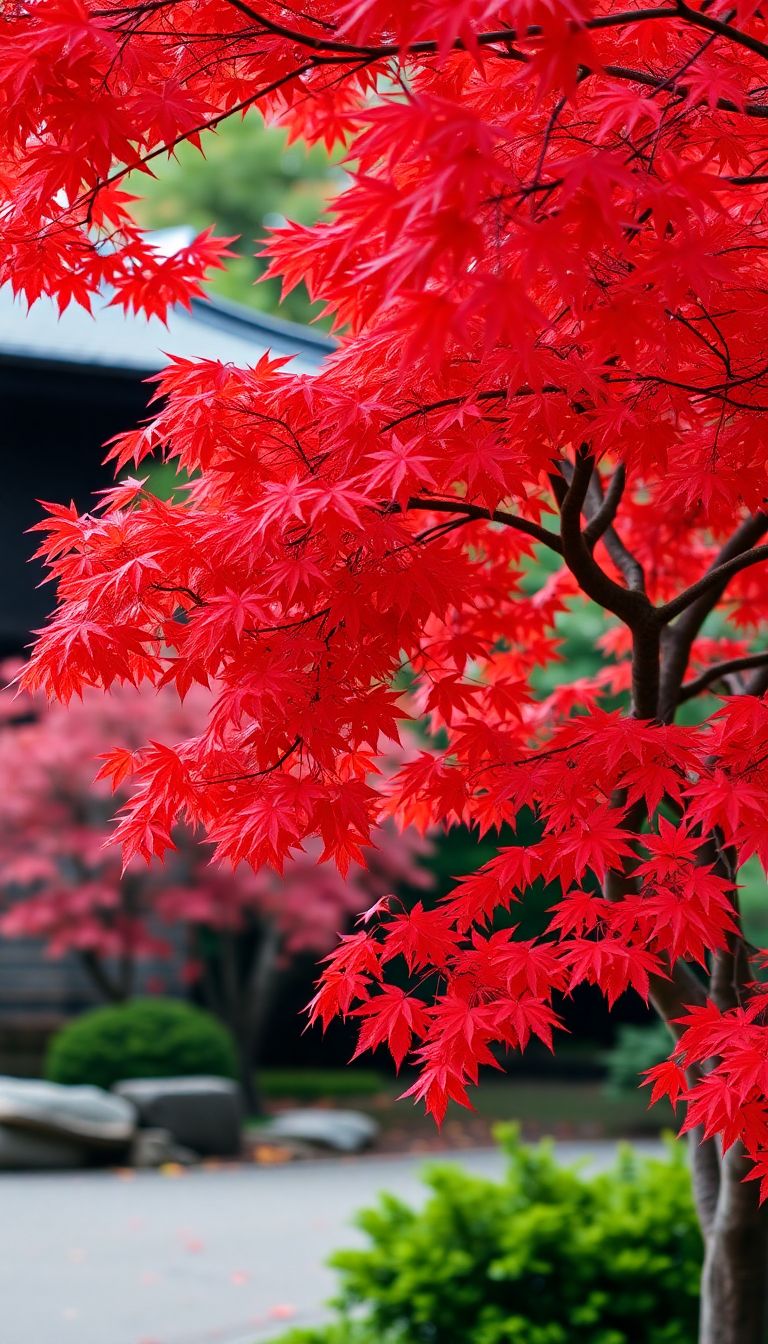 Japanese Maple Tree Autumn Red Aesthetic Wallpaper