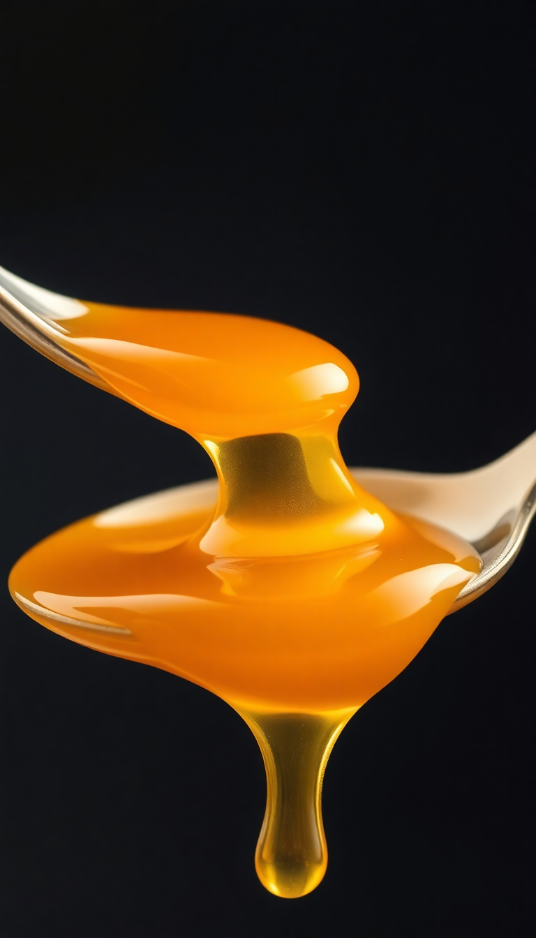 Honey Dripping From Spoon Golden Photorealistic Wallpaper