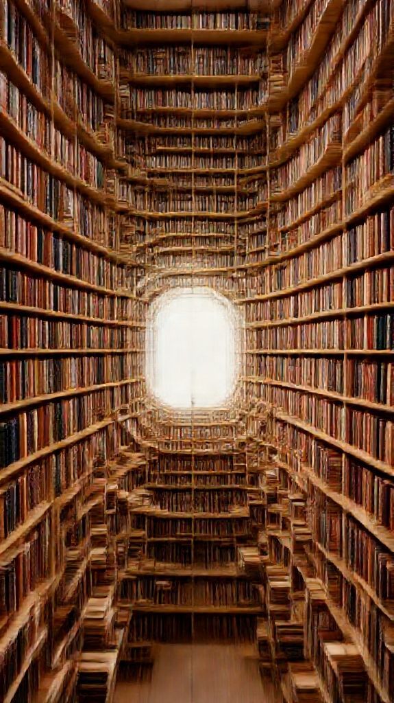 Infinite Library Impossible Architecture Books Digital art Wallpaper