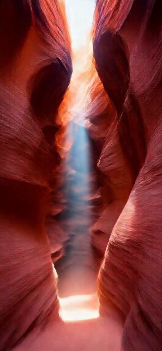 Slot Canyon Light Beam Hitting Photorealistic Wallpaper
