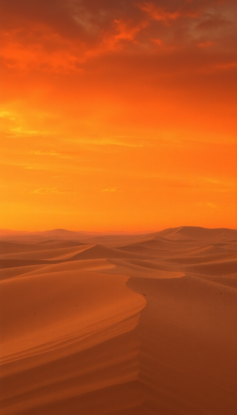 Sandstorm Approaching Desert Dramatic Orange Photorealistic Wallpaper
