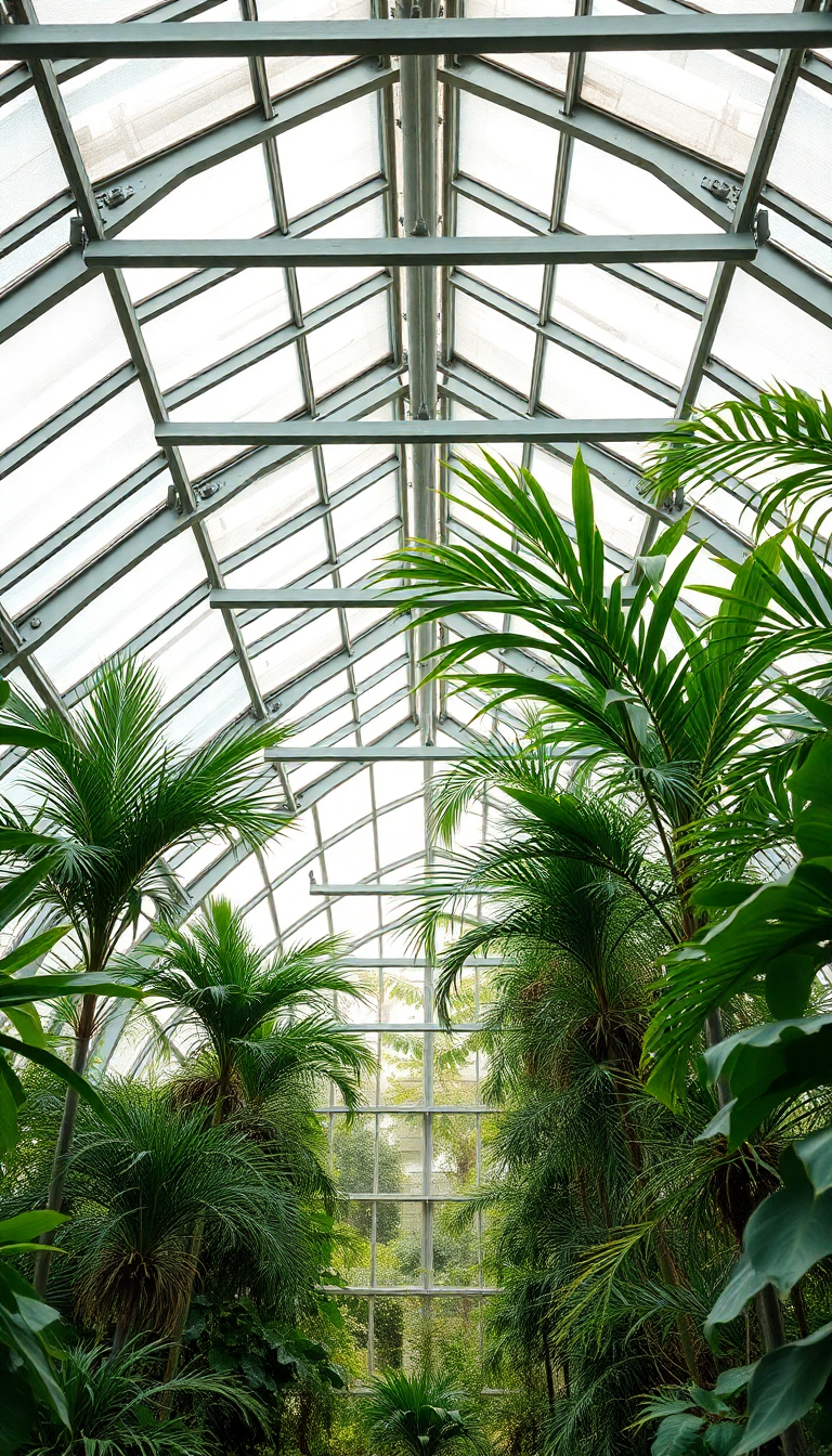 Greenhouse Interior Botanical Garden Glass Photorealistic Wallpaper