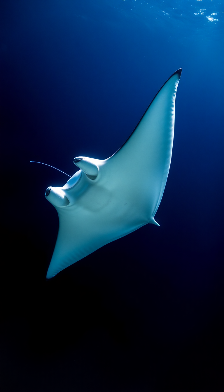 Manta Ray Gliding Graceful Underwater Photorealistic Wallpaper