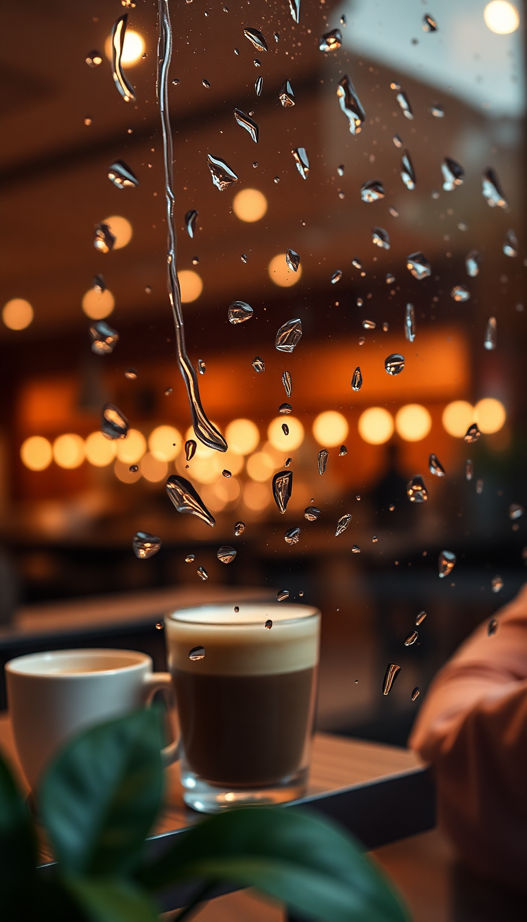 Coffee Shop Window Rain Outside Aesthetic Wallpaper