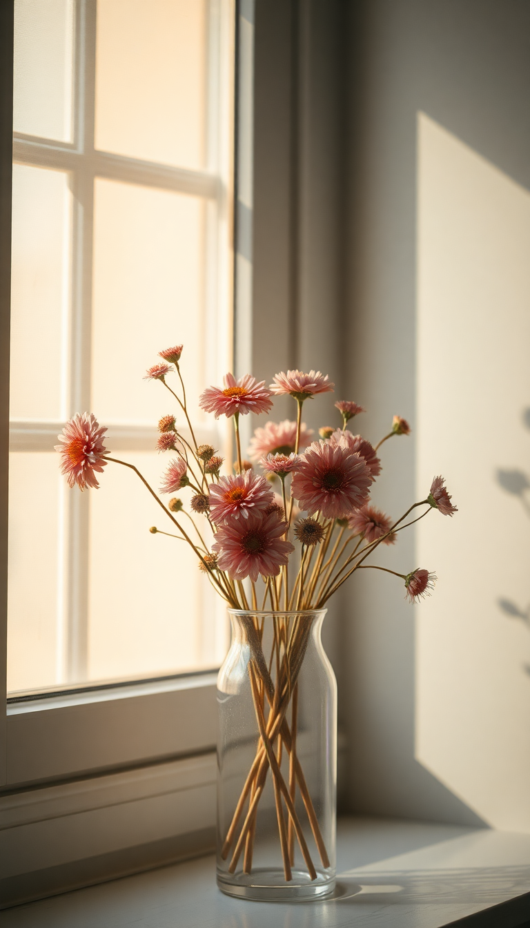 Dried Flowers In Glass Vase Aesthetic Wallpaper