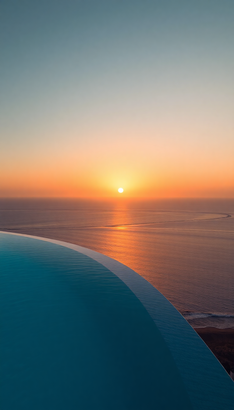 Infinity Pool Edge Overlooking Ocean Photorealistic Wallpaper