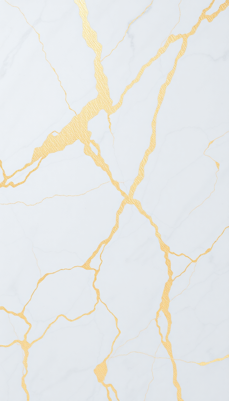 Marble Texture White Gold Veins Photorealistic Wallpaper