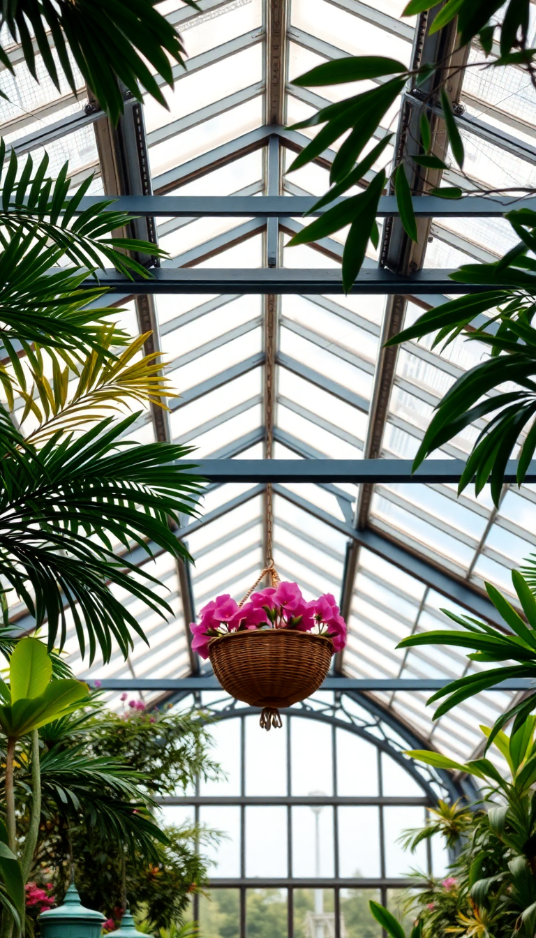 Greenhouse Interior Botanical Garden Glass Photorealistic Wallpaper