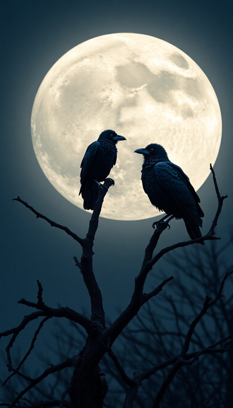 Ravens On Dead Tree Branches Digital art Wallpaper