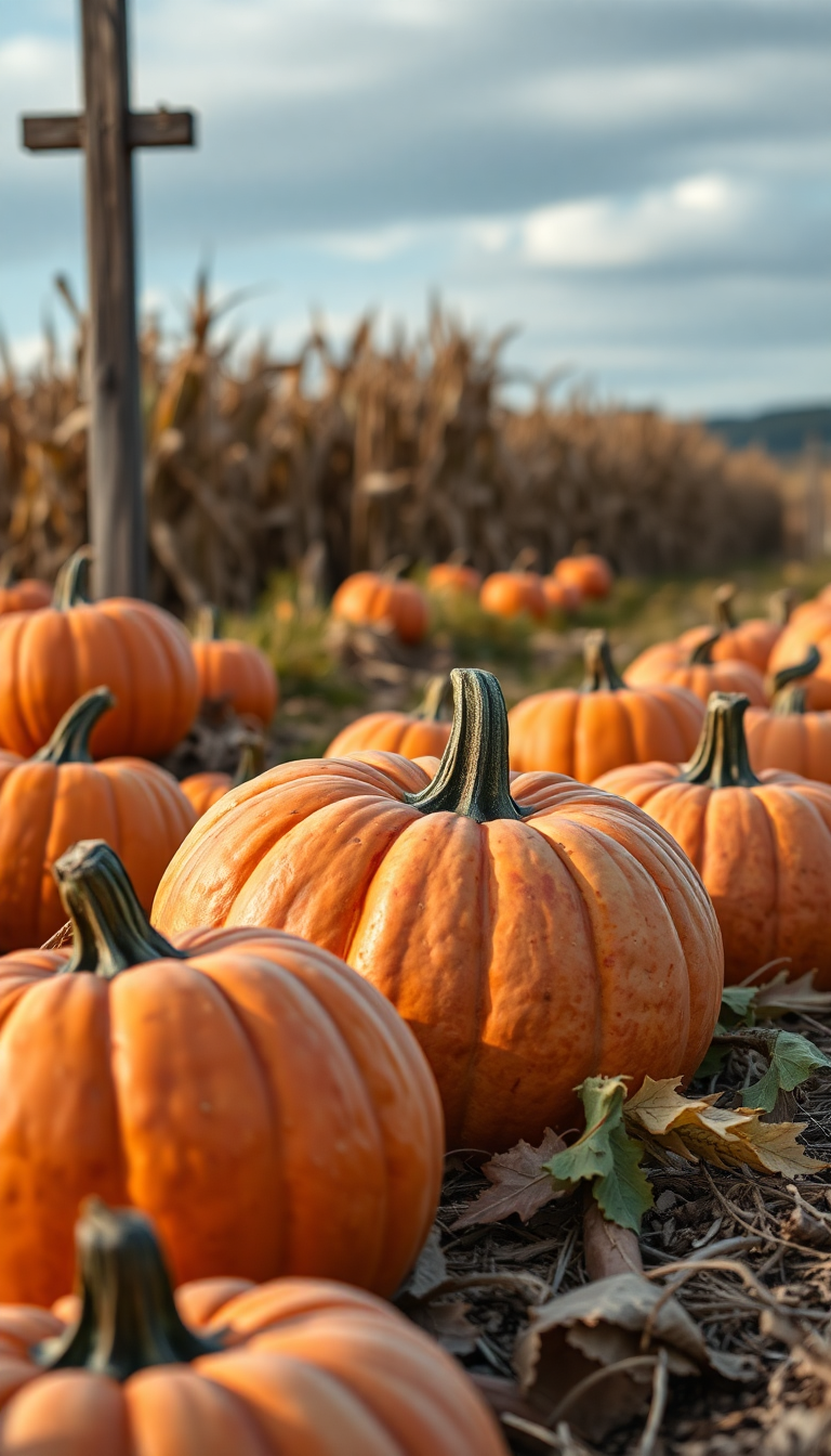 Autumn Harvest Pumpkins Corn Farm Photorealistic Wallpaper