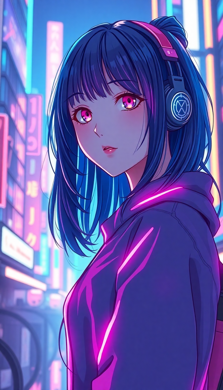 Cyberpunk Anime Girl Neon City Anime Wallpaper