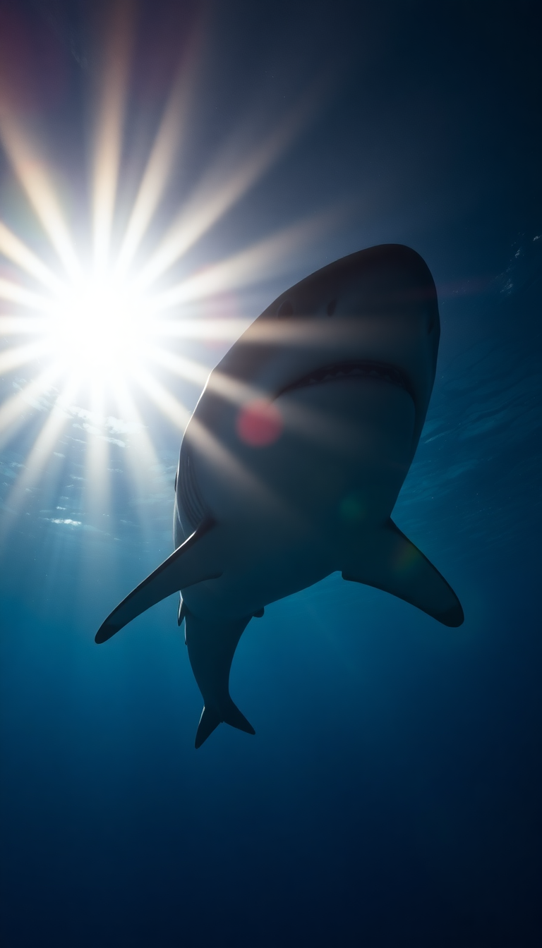 Shark Silhouette From Below Dramatic Photorealistic Wallpaper