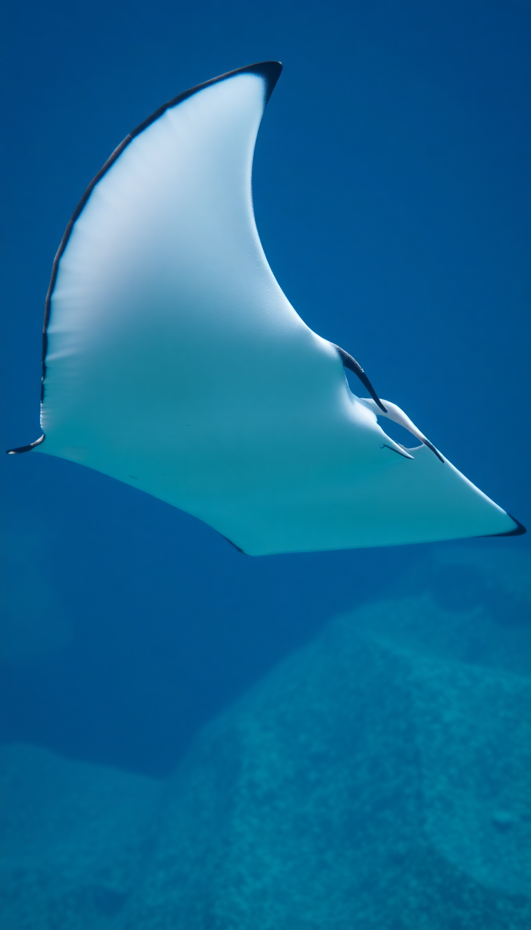Manta Ray Gliding Graceful Underwater Photorealistic Wallpaper