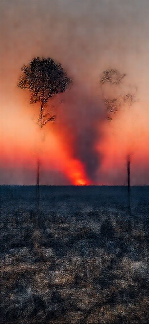 Sunset After Wildfire Smoke Creating Photorealistic Wallpaper