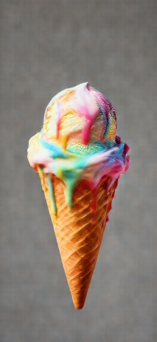 Ice Cream Cone Melting Summer Photorealistic Wallpaper