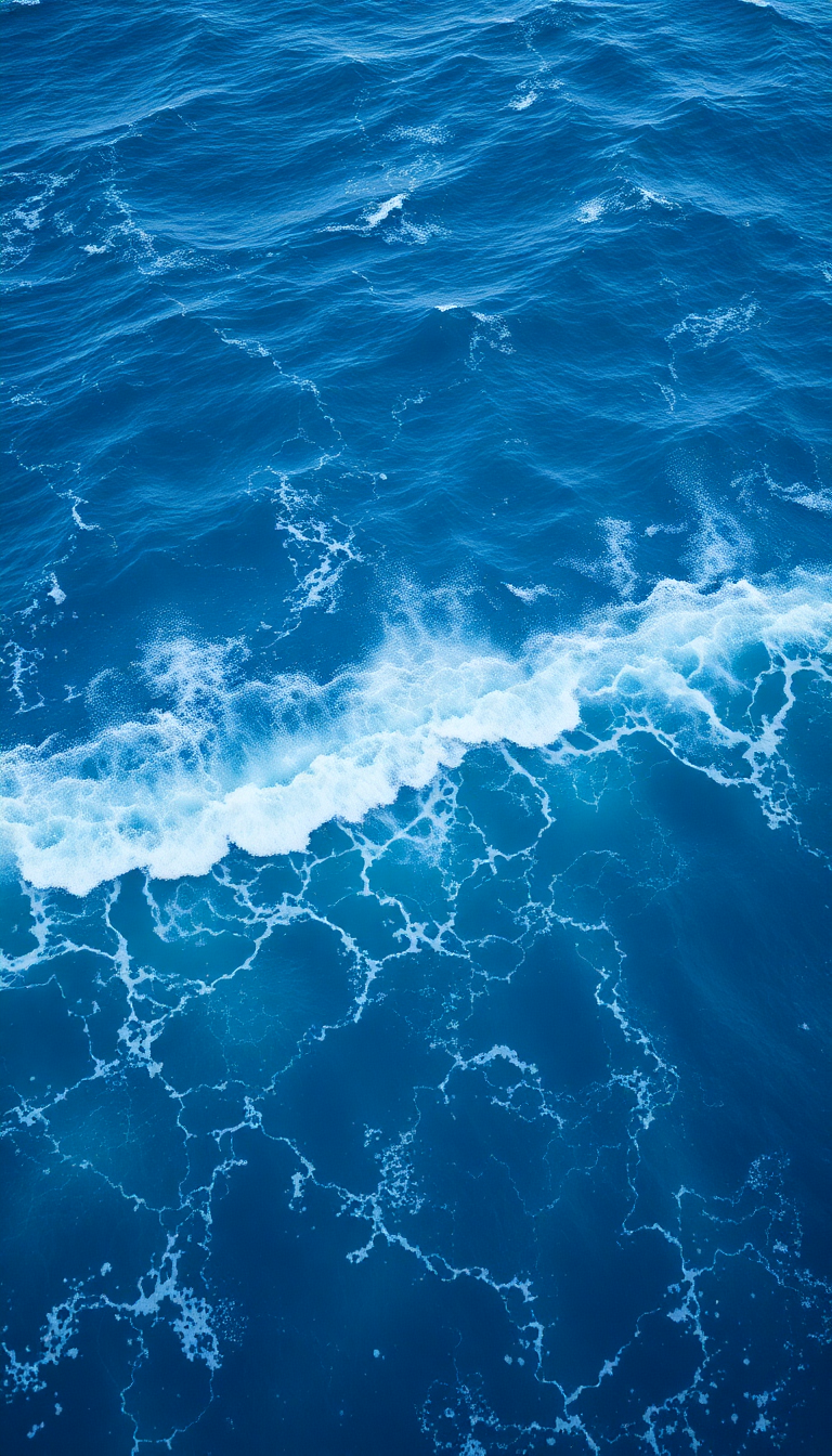 Ocean Waves Aerial View Pattern Photorealistic Wallpaper
