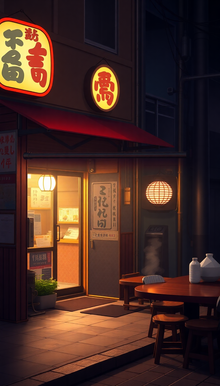 Cozy Ramen Shop At Night Anime Wallpaper