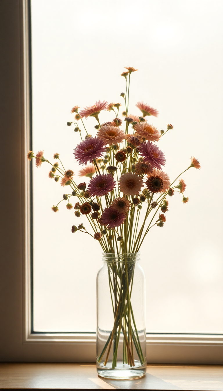 Dried Flowers In Glass Vase Aesthetic Wallpaper