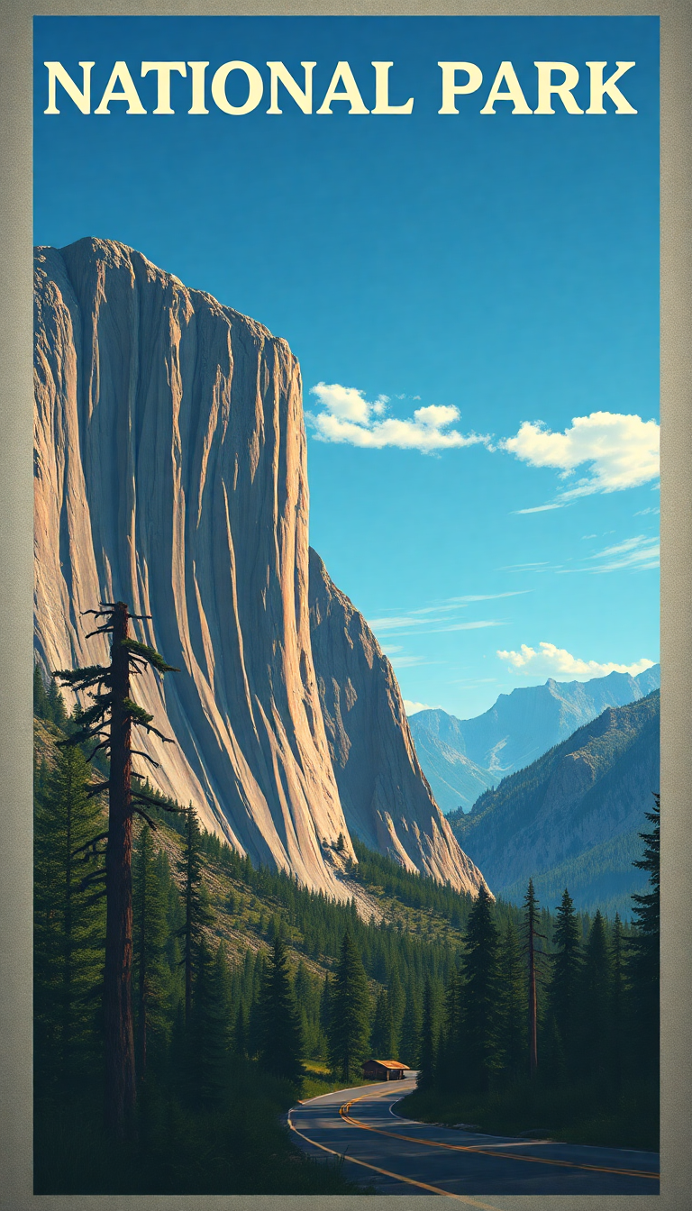 Golden Travel Poster Style National Park Wallpaper