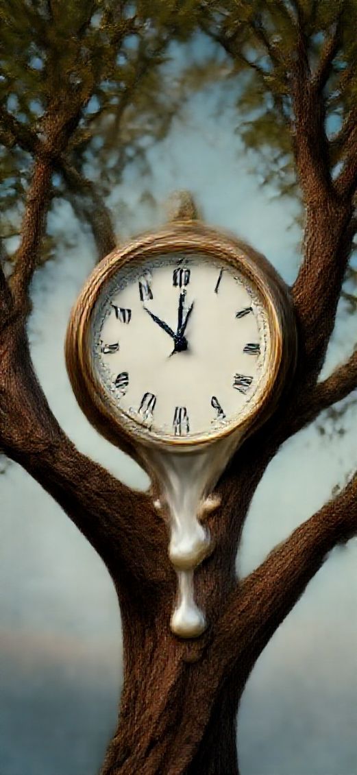Melting Clock On Tree Branch Digital art Wallpaper