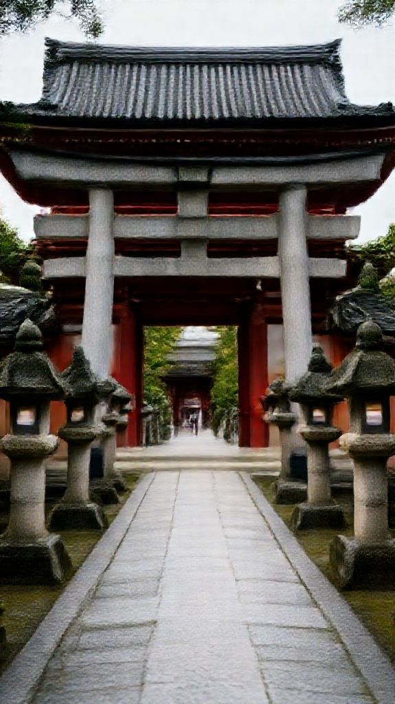Japanese Temple Gate Torii Path Photorealistic Wallpaper