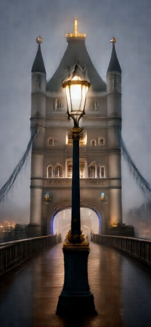 Delicate Eternal Foggy London Bridge Wallpaper