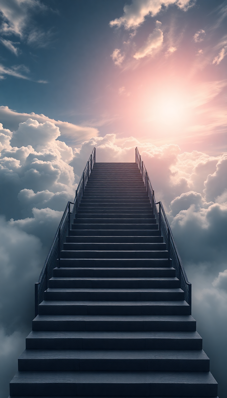 Stairs To Nowhere In Cloudy Digital art Wallpaper
