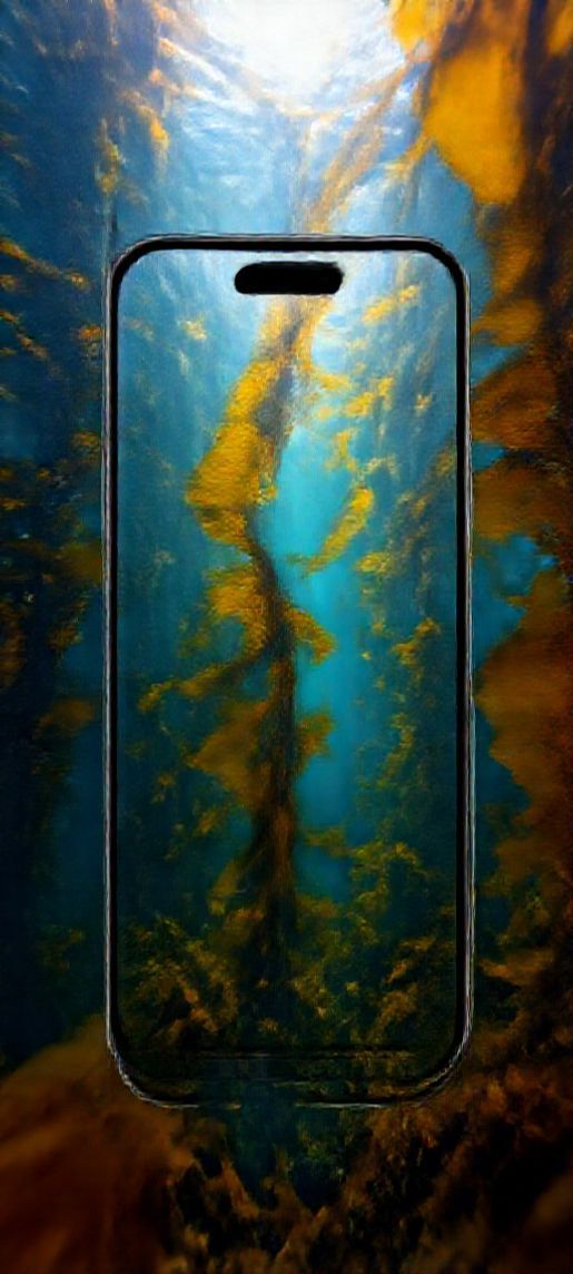 Underwater Kelp Forest Sun Rays Photorealistic Wallpaper