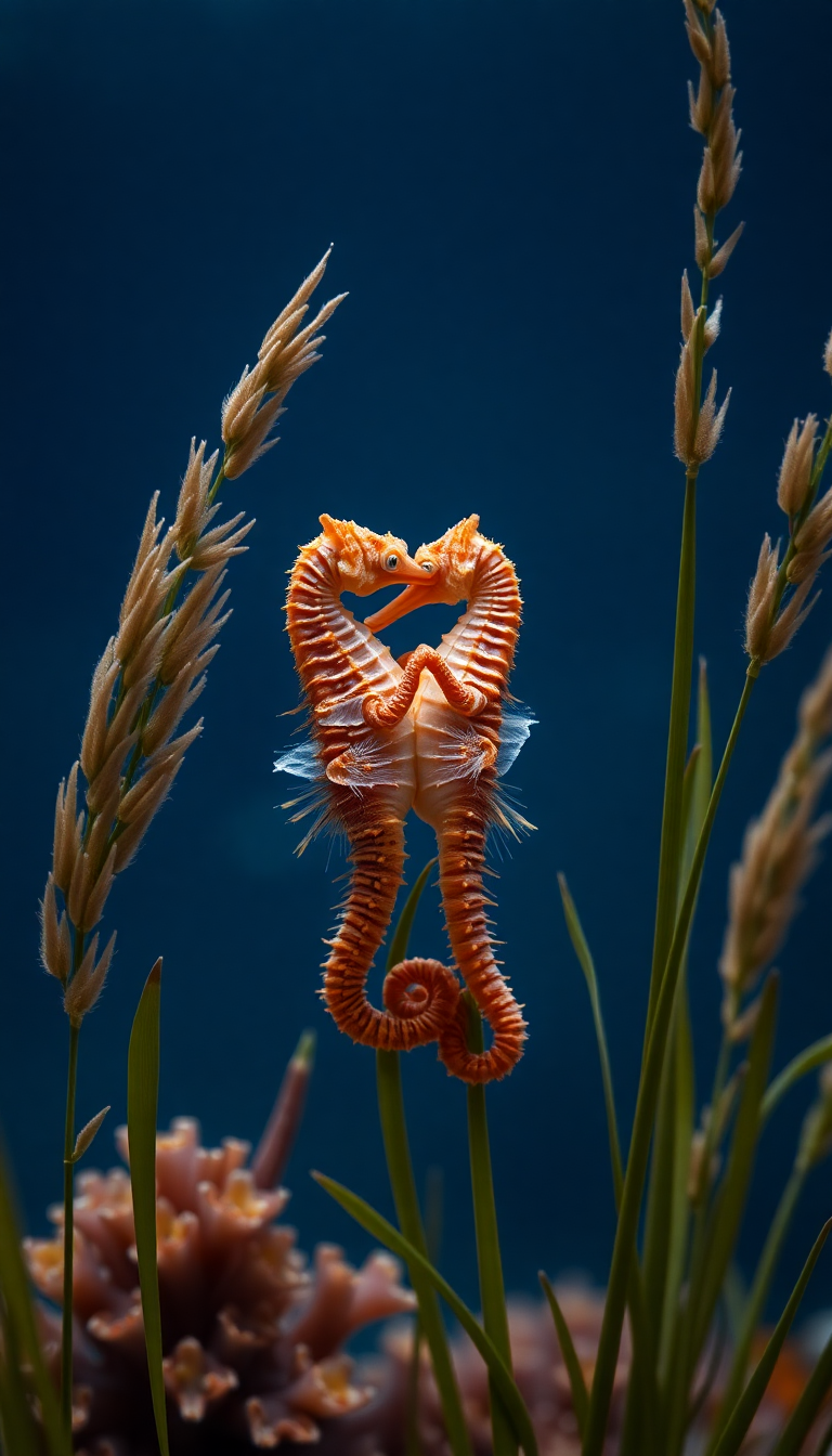 Seahorse Couple Dancing Seagrass Magical Aesthetic Wallpaper