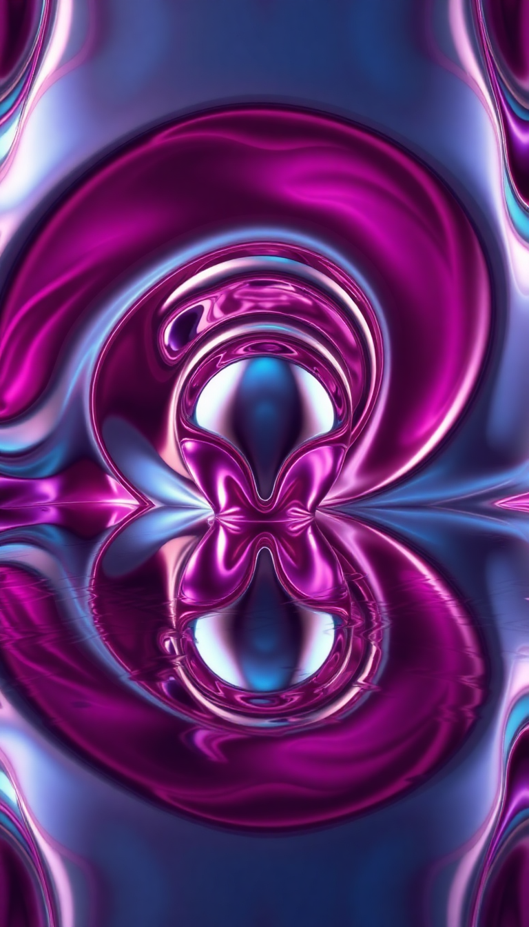 Liquid Chrome Morphing Shapes Reflective Digital art Wallpaper