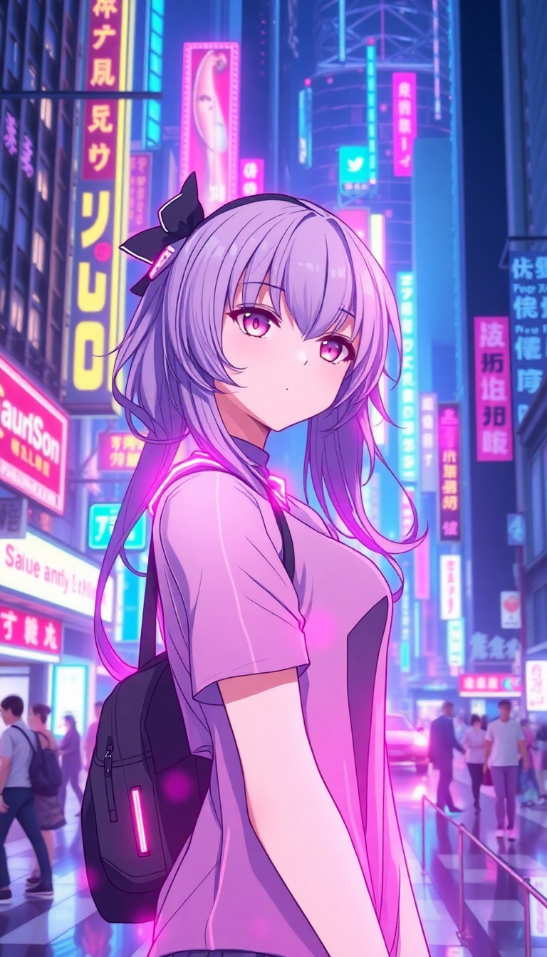 Cyberpunk Anime Girl Neon City Anime Wallpaper