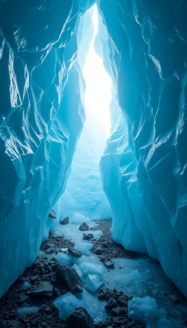 Glacial Ice Cave Blue Crystal Photorealistic Wallpaper