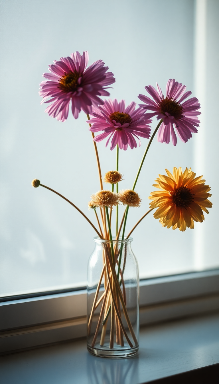 Dried Flowers In Glass Vase Aesthetic Wallpaper