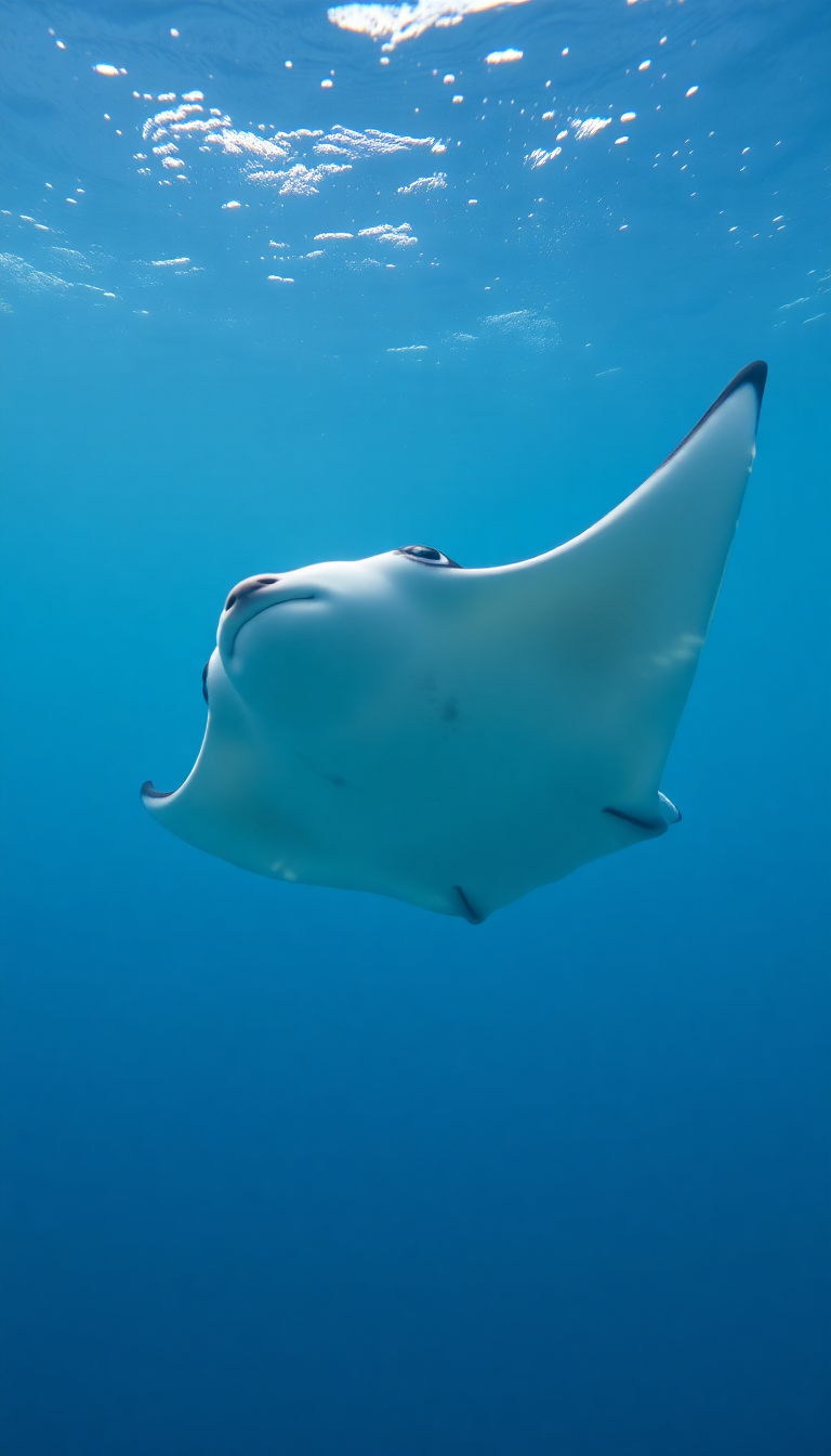 Manta Ray Gliding Graceful Underwater Photorealistic Wallpaper