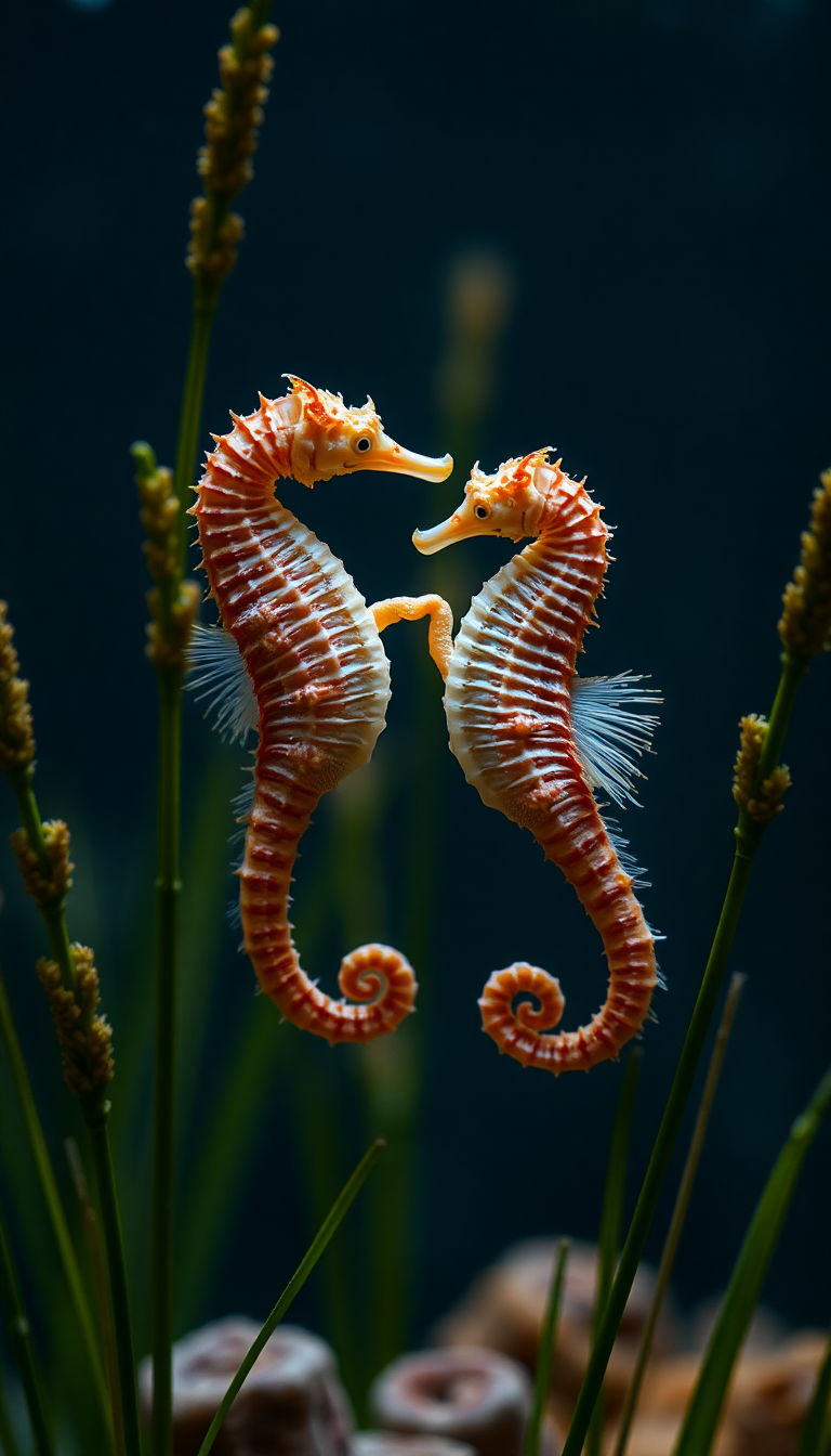 Seahorse Couple Dancing Seagrass Magical Aesthetic Wallpaper