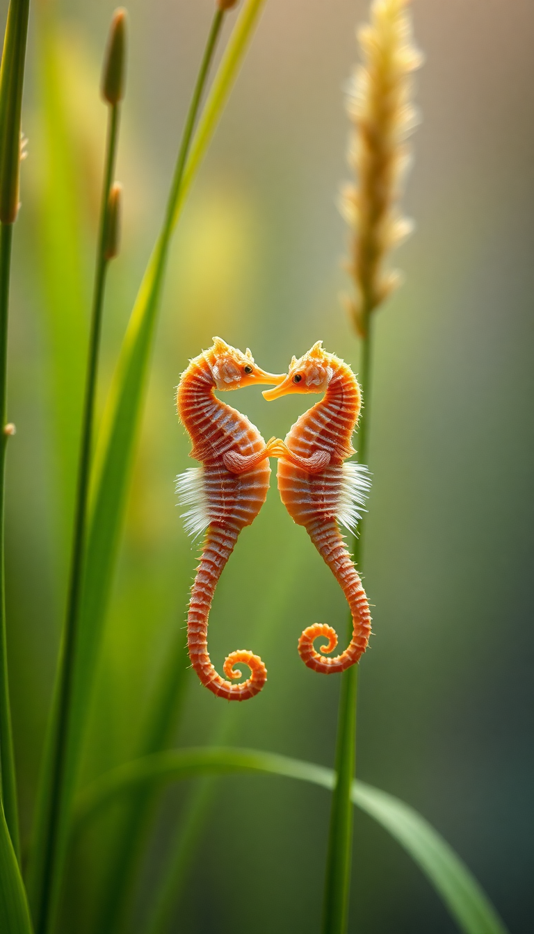 Seahorse Couple Dancing Seagrass Magical Aesthetic Wallpaper