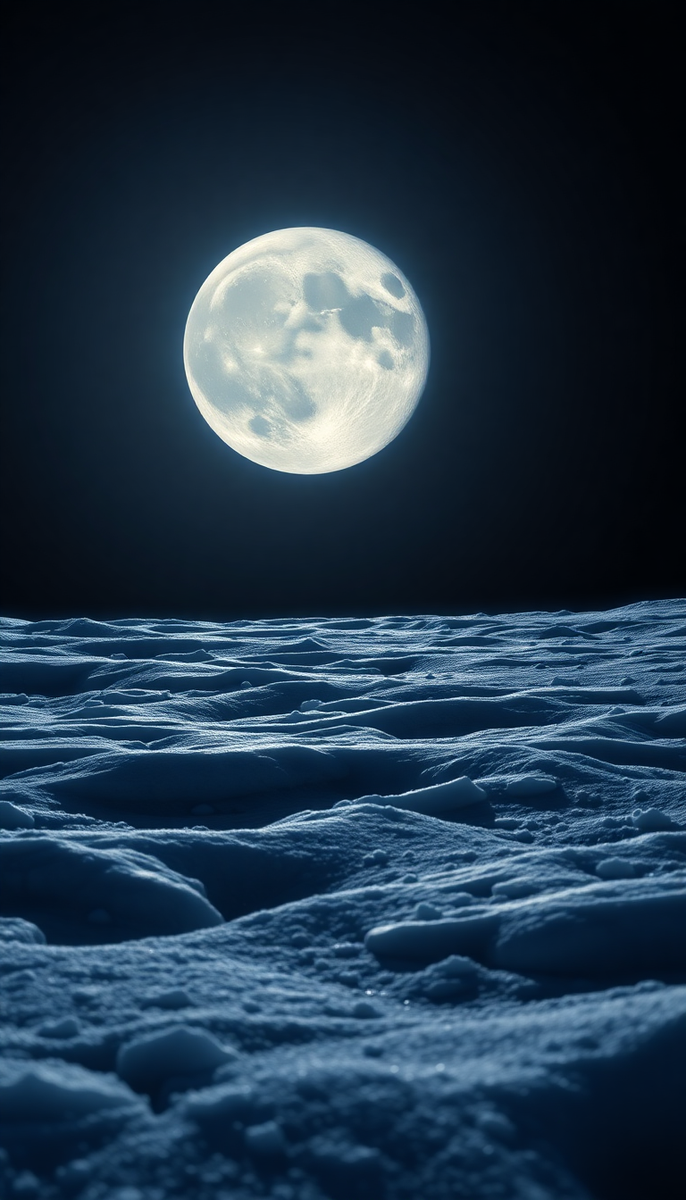 Frozen Moon Surface With Jupiter Photorealistic Wallpaper